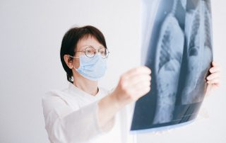 woman looking at xray