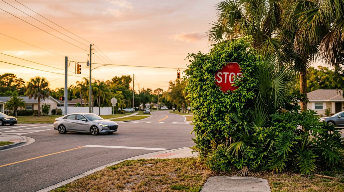 Florida Stop Sign Crash Claims When Foliage Blocks the View