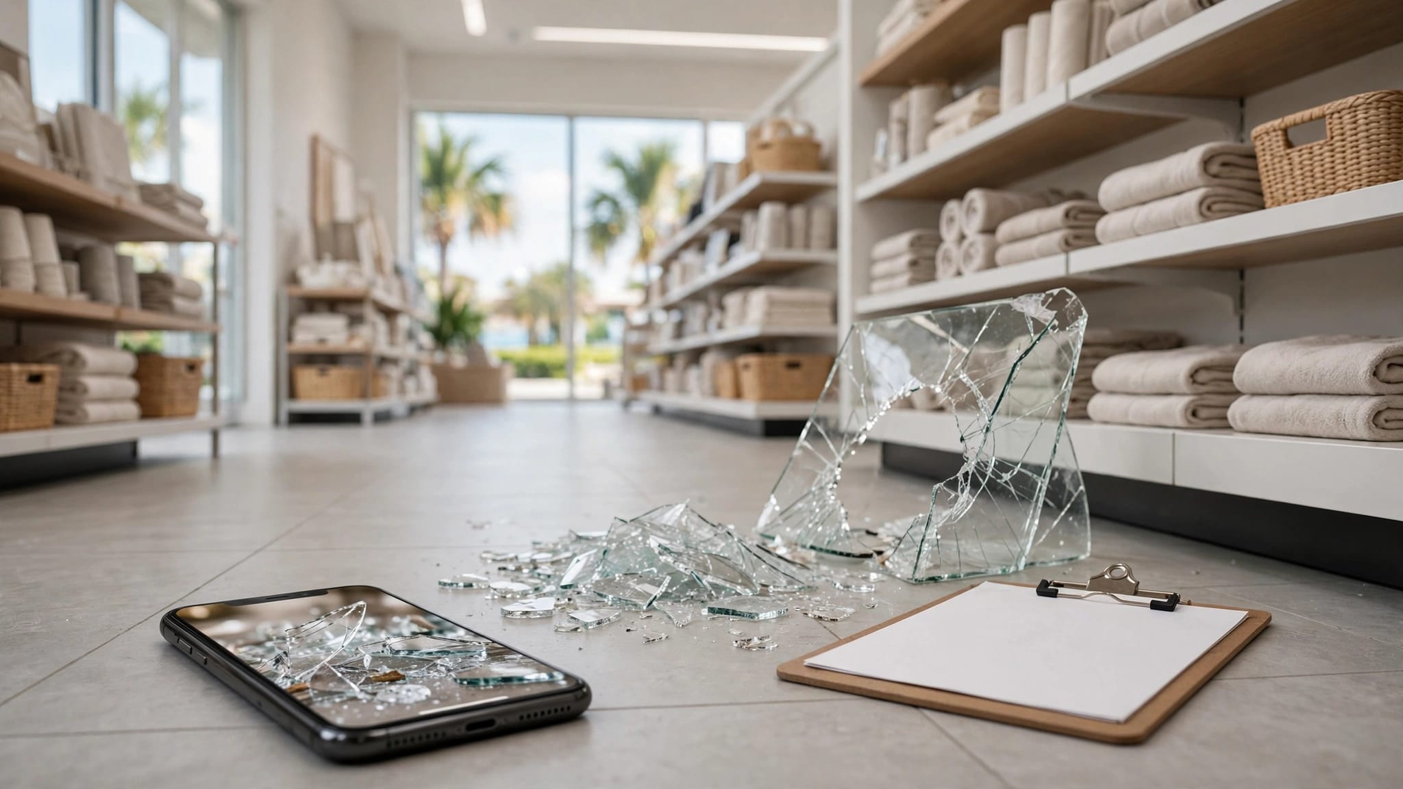 Florida broken glass injury