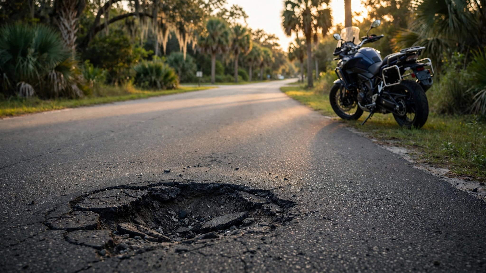Florida motorcycle pothole crashes